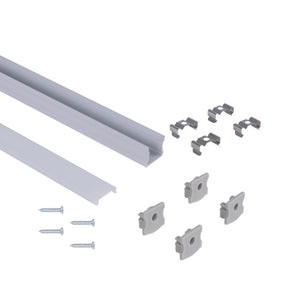Perfil tira LED de superficie con difusor - Kit completo - 17,6x14,5mm - Tira LED ≤ 12 mm - 2 metros (40)
