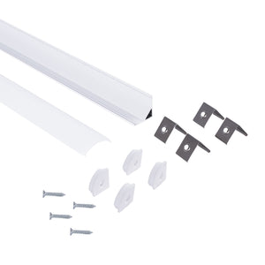 Perfil tira LED de superficie para esquinas - Con difusor - Kit completo - 15,8x15,8mm - Tira LED ≤ 10 mm - 2 metros