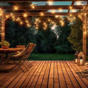 Guirnalda luces exterior 15 + 2 metros - 30 bombillas LED filamento E12 G40 1W - IP44 - Blanco cálido (3)