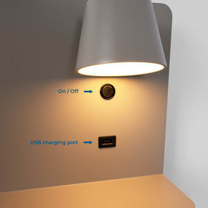 Aplique de pared para lectura con puerto USB "BASKOP" - 6W - Luz derecha (21)