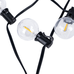 Guirnalda luces exterior 15 + 2 metros - 30 bombillas LED filamento E12 G40 1W - IP44 - Blanco cálido (12)