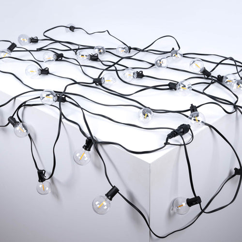 Lampjes slinger 15 + 2 meter - 30 LED gloeilampen E12 G40 1W - IP44 - Warm Wit
