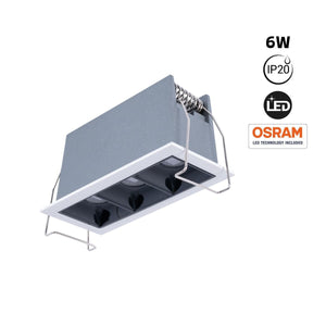 Foco lineal LED empotrable triple 6W - UGR18 - CRI90 - Chip OSRAM - Barcelona Led-