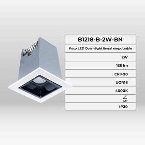 Foco lineal LED empotrable 2W - UGR18 - CRI90 - Chip OSRAM - Barcelona Led-