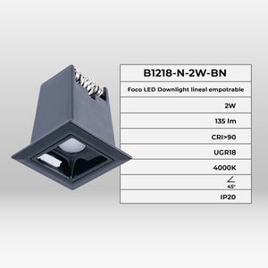 Foco lineal LED empotrable 2W - UGR18 - CRI90 - Chip OSRAM - Barcelona Led-