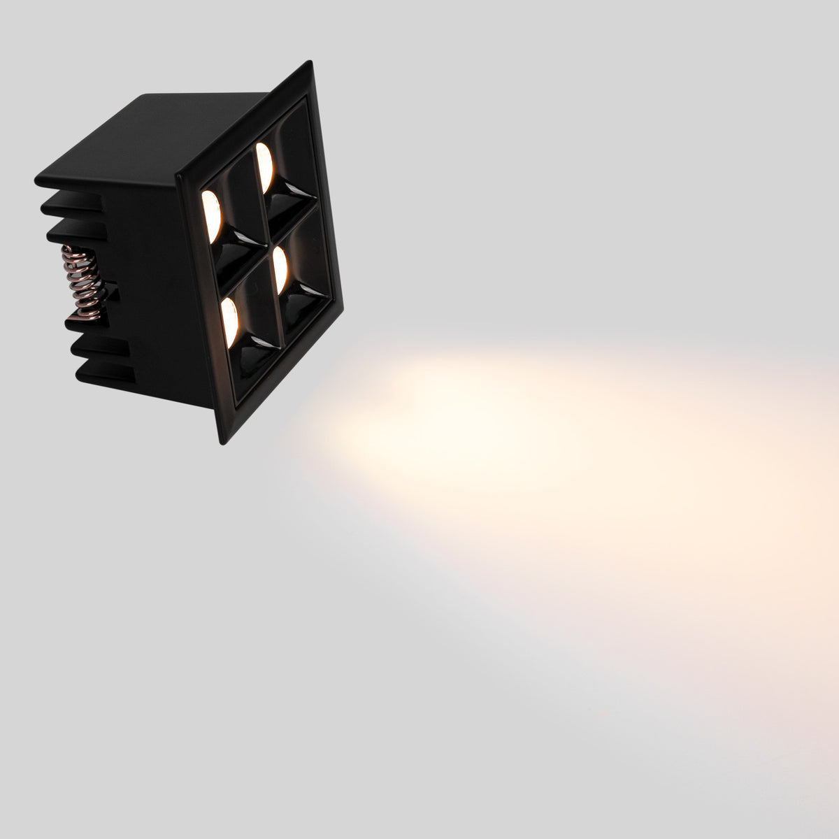 Downlight LED cuadrado empotrable 8W - Negro - 4 Focos - UGR18 - CRI90 - Chip OSRAM