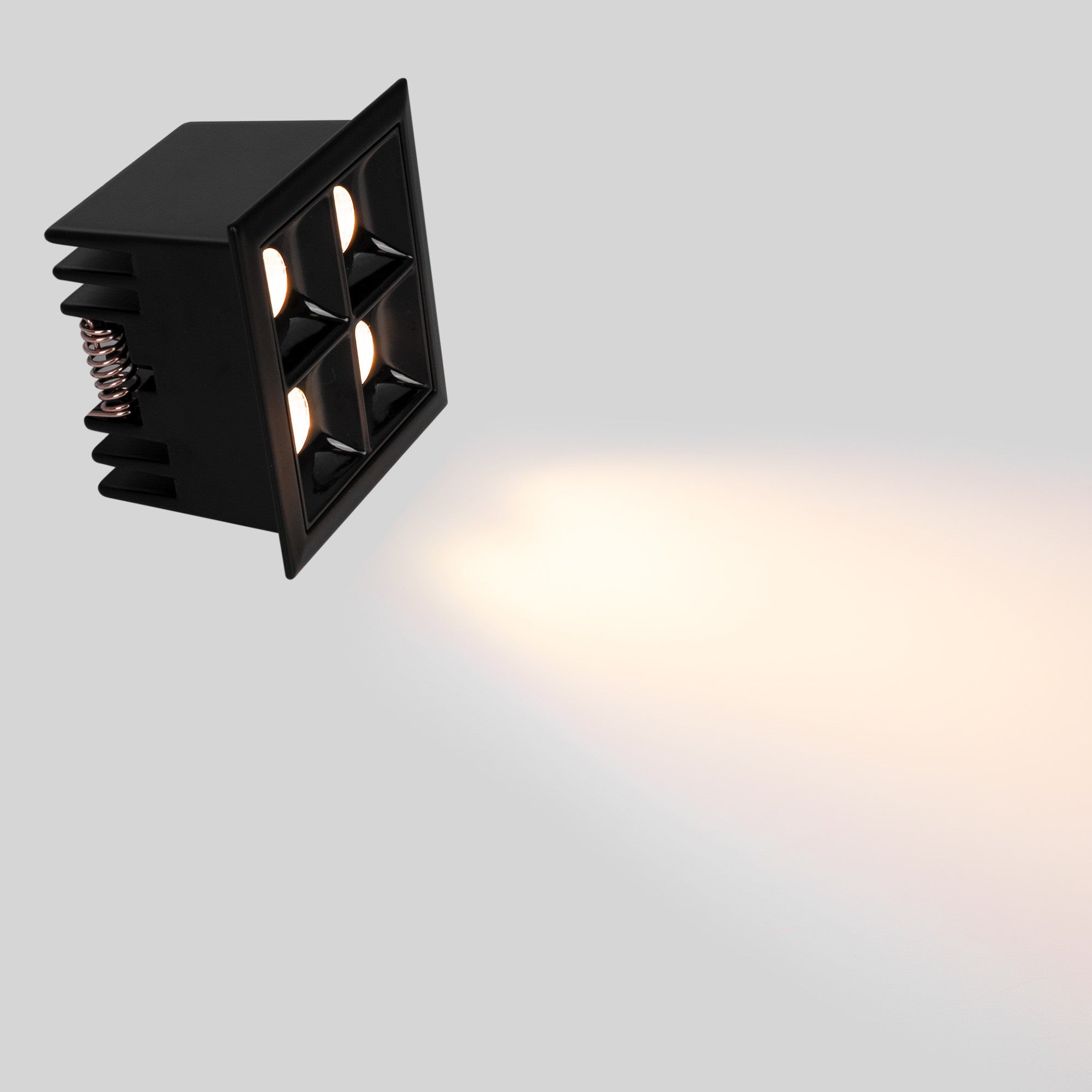 Downlight LED cuadrado empotrable 8W - Negro - 4 Focos - UGR18 - CRI90 - Chip OSRAM