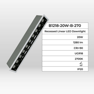 Foco lineal LED empotrable 20W - UGR18 - CRI90 - Chip OSRAM - Barcelona Led-