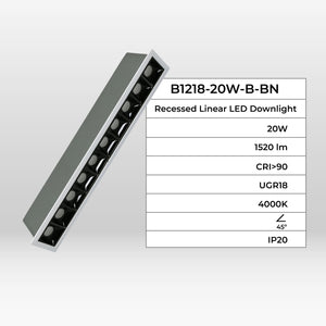 Foco lineal LED empotrable 20W - UGR18 - CRI90 - Chip OSRAM - Barcelona Led-