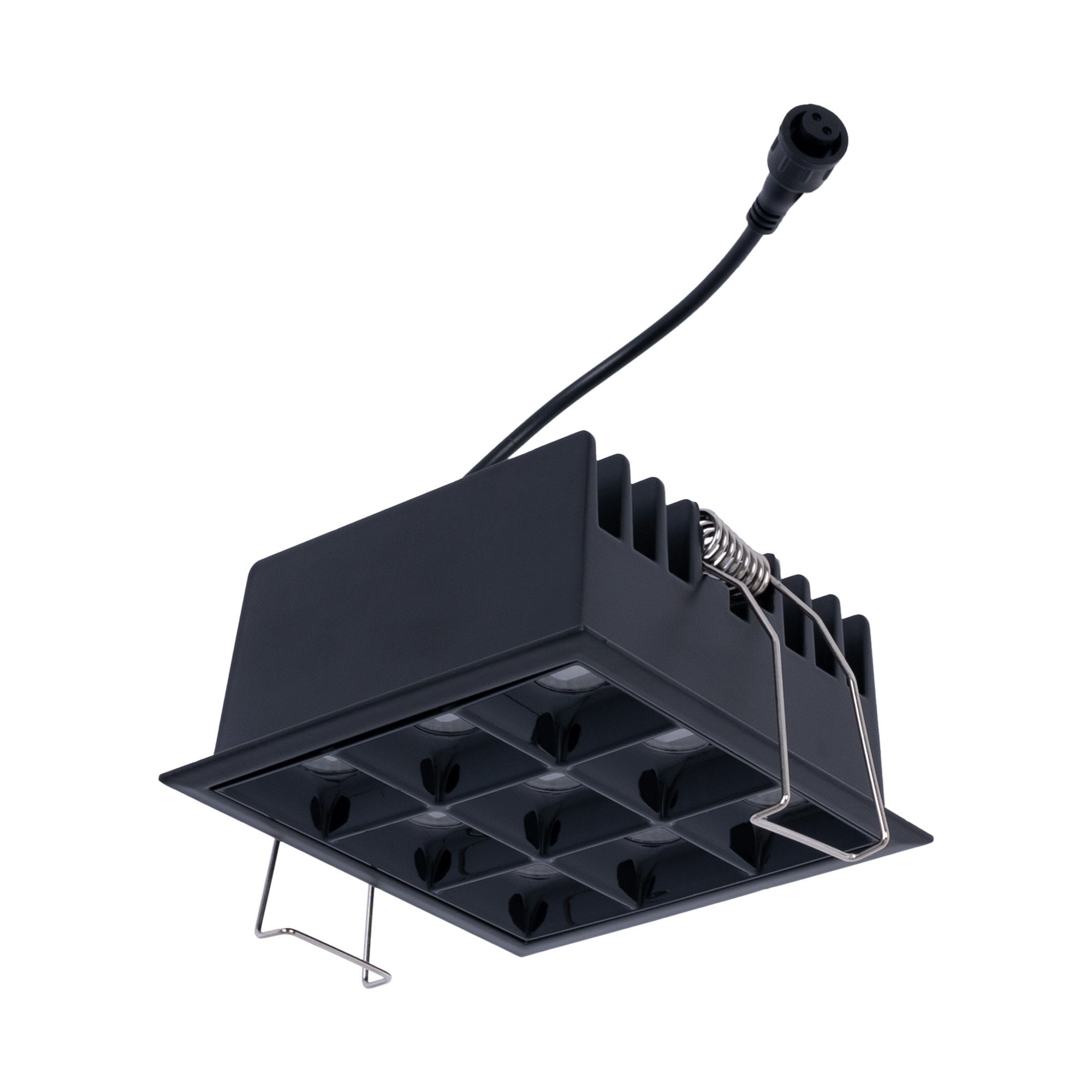 Downlight LED Empotrable Cuadrado Antideslumbrante · Marco -Negro - 18W - 9 Focos - UGR18 - CRI90 - Chip OSRAM (1)