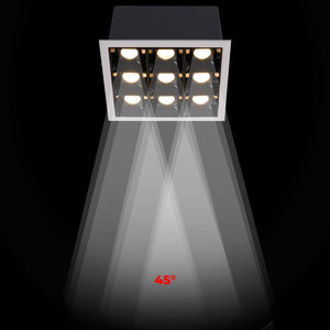Downlight LED cuadrado empotrable 18W - 9 Focos - UGR18 - CRI90 - Chip OSRAM - Barcelona Led-