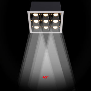 Downlight LED Empotrable Cuadrado Antideslumbrante - Marco Blanco - 18W - 9 Focos - UGR18 - CRI90 - Chip OSRAM (7)