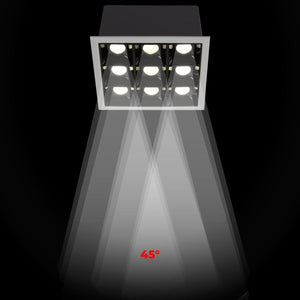 Downlight LED cuadrado empotrable 18W - 9 Focos - UGR18 - CRI90 - Chip OSRAM - Barcelona Led-