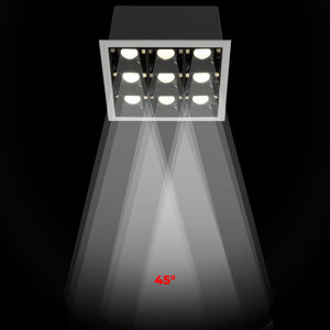 Downlight LED Empotrable Cuadrado Antideslumbrante - Marco Blanco - 18W - 9 Focos - UGR18 - CRI90 - Chip OSRAM (18)