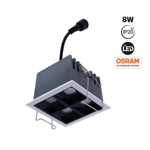 Downlight LED cuadrado empotrable 8W - 4 Focos - UGR18 - CRI90 - Chip OSRAM (1)