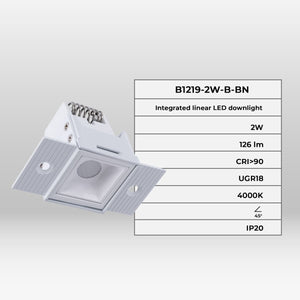 Foco lineal LED trimless / integración - 2W - UGR18 - CRI90 - Barcelona Led-