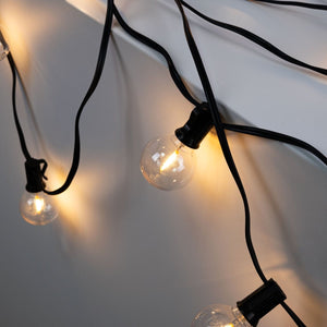 Guirnalda luces exterior 15 + 2 metros - 30 bombillas LED filamento E12 G40 1W - IP44 - Blanco cálido - Barcelona Led-