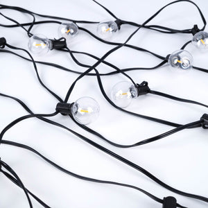 Guirnalda luces exterior 15 + 2 metros - 30 bombillas LED filamento E12 G40 1W - IP44 - Blanco cálido - Barcelona Led-