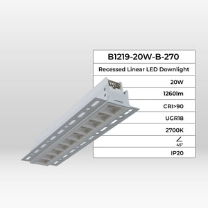 Foco lineal LED trimless / integración - 20W - UGR18 - CRI90 (28)
