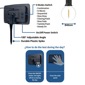 Guirnalda solar exterior - 25 Bombillas LED filamento E10 - IP44 - 9,2 metros (12)
