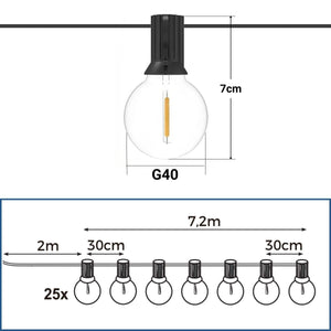 Guirnalda solar exterior - 25 Bombillas LED filamento E10 - IP44 - 9,2 metros (21)