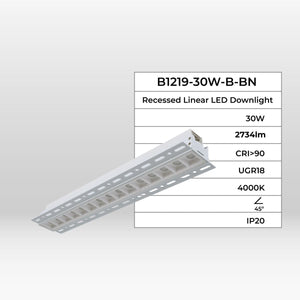 Foco lineal LED trimless / integración - 30W - UGR18 - CRI90 - Barcelona Led-