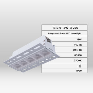 Foco lineal LED trimless / integración - 12W - UGR18 - CRI90 (57)