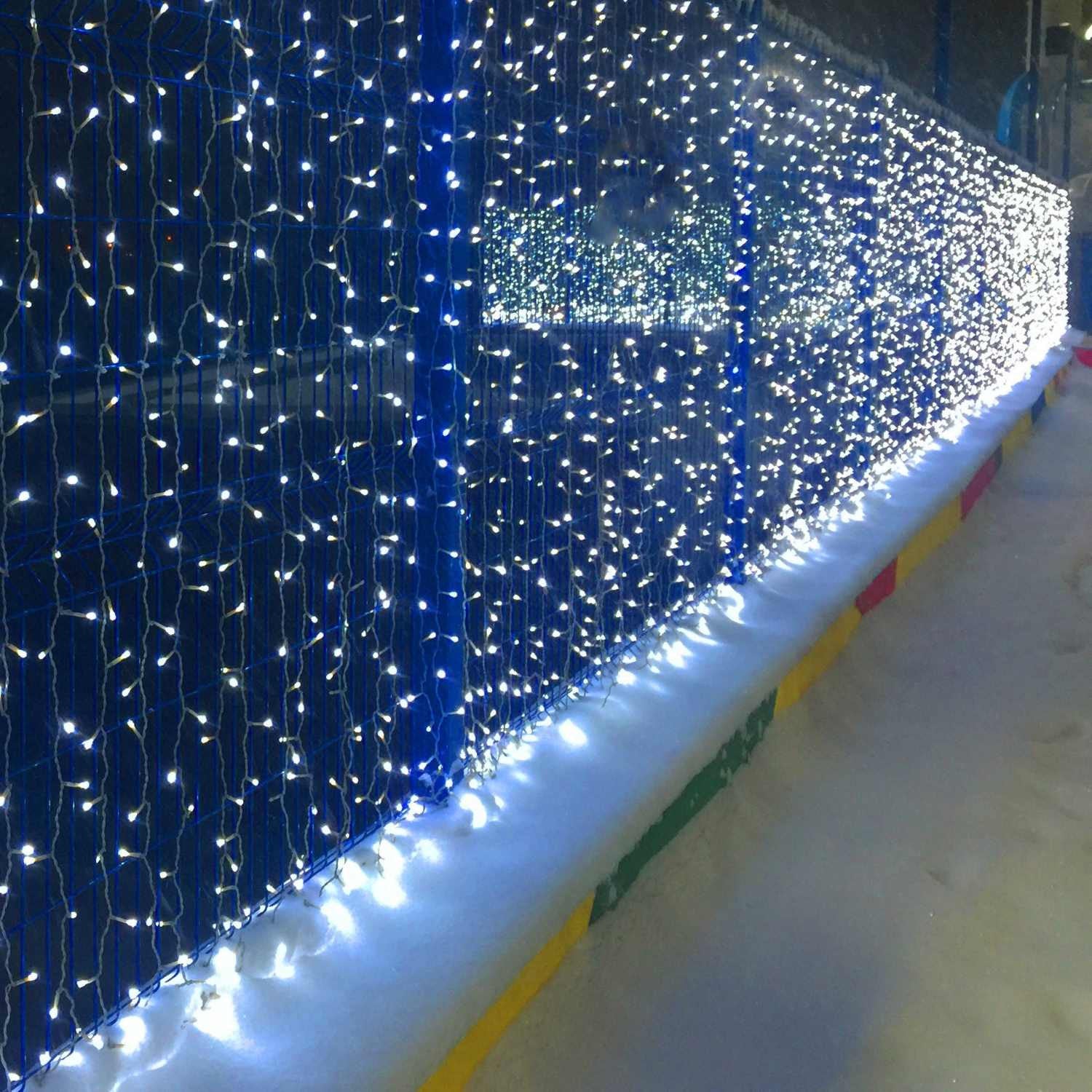Cortina de luces LED - 1,5m x 90cm - 100 luces - Blanco frío (1)