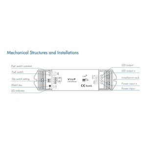 Controlador monocolor 12-48V DC - 15A - RF 2.4G - PUSH dimmer - Skydance (4)