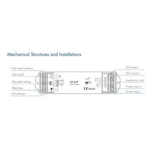 Controlador monocolor 12-48V DC - 15A - RF 2.4G - PUSH dimmer - Skydance (4)