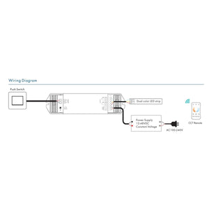 Controlador CCT 12-48V DC - 16A (8A/canal) - RF 2.4GHz - PUSH dimmer - Skydance - Barcelona Led-Control y regulación