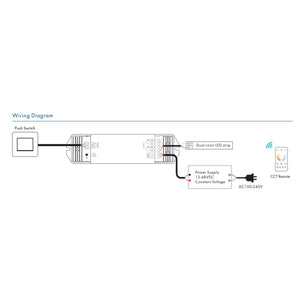 Controlador CCT 12-48V DC - 16A (8A/canal) - RF 2.4GHz - PUSH dimmer - Skydance (2)