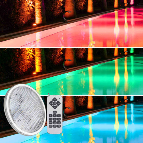 Bombilla LED para piscina PAR56 RGB 12V AC - 24W - Sumergible - Con mando - IP68