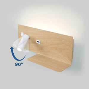 Aplique de pared para lectura con puerto USB "Kerta" - Iluminación doble - 3W+7W (7)