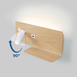 Aplique de pared para lectura con puerto USB "Kerta" - Iluminación doble - 3W+7W, lado izquierdo (7)