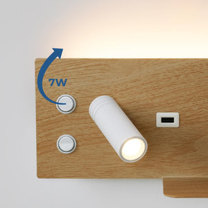 Aplique de pared para lectura con puerto USB "Kerta" - Iluminación doble - 3W+7W, lado izquierdo (9)