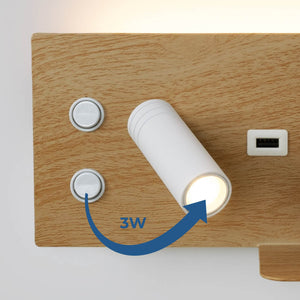 Aplique de pared para lectura con puerto USB "Kerta" - Iluminación doble - 3W+7W, lado izquierdo (8)