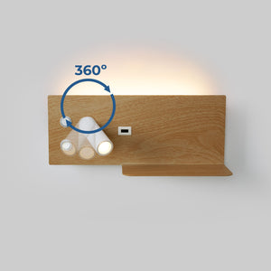 Aplique de pared para lectura con puerto USB "Kerta" - Iluminación doble - 3W+7W, lado izquierdo (6)