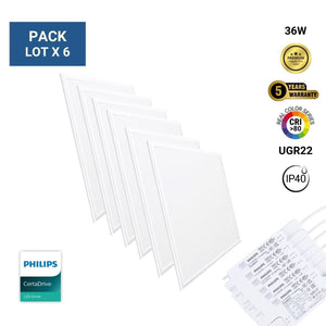 Pack x 6 Panel LED empotrable Backlight 60x60cm - 4860lm - driver Philips - 36W - IP40 (10)