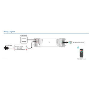 Controlador RGB + CCT 12-48V DC - 25A (5A/canal) - RF 2.4G - PUSH dimmer - Skydance (3)