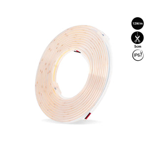 Tira LED COB 24V DC - 12W/m - 10mm - IP67 - Rollo de 5 metros - Corte cada 5cm - Barcelona Led-