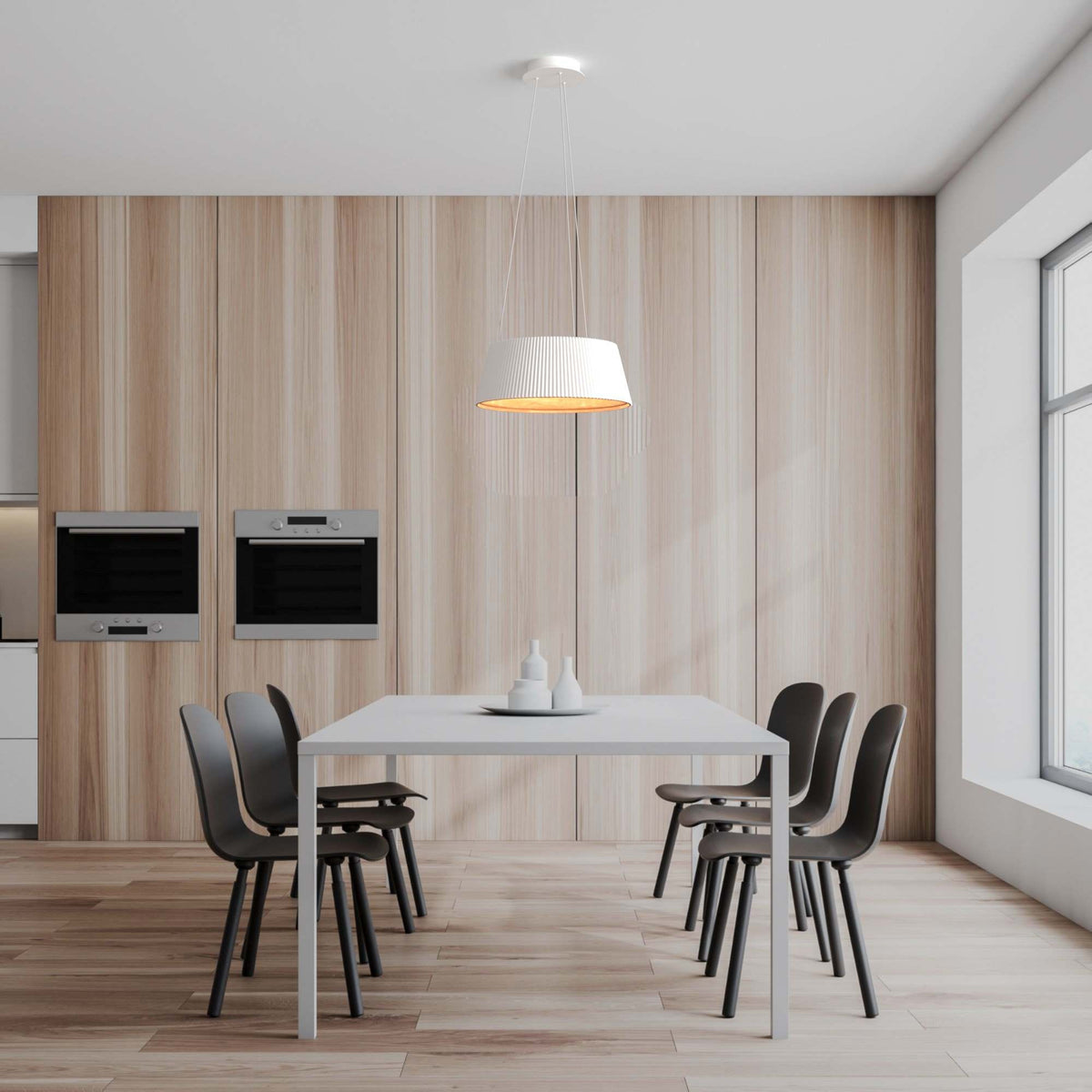 Lámpara colgante LED CCT 24W - Efecto madera - ø46cm (1)
