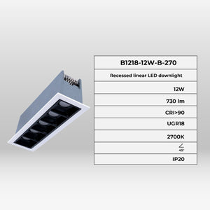 Foco lineal LED empotrable 10W - Chip OSRAM - UGR18 - CRI90 - Barcelona Led-