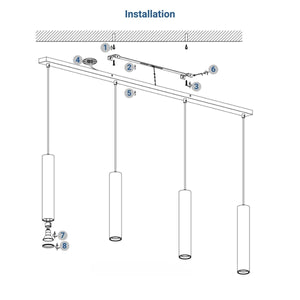 Lámpara colgante minimalista cuádruple "Bila 4" - GU10 - Barcelona Led-Decoración