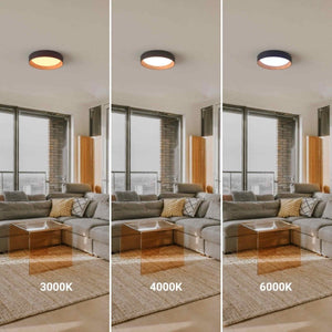 Lámpara de techo LED tipo plafón CCT 24W - Efecto madera - Ø40cm - Barcelona Led-