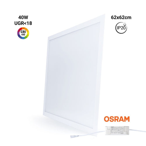 Recessed LED Panel Backlight 62x62cm - 4800lm - Osram Driver - 40W - UGR18 - IP20