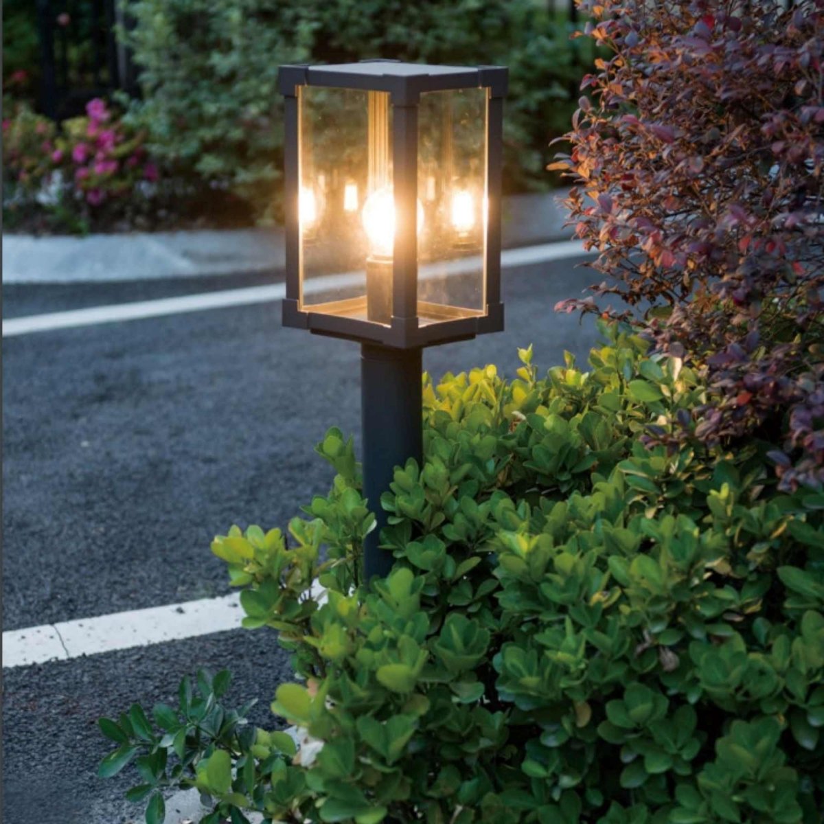 Farola de jardín tipo bolardo "Glass House" - 80cm - E27 - Barcelona Led-