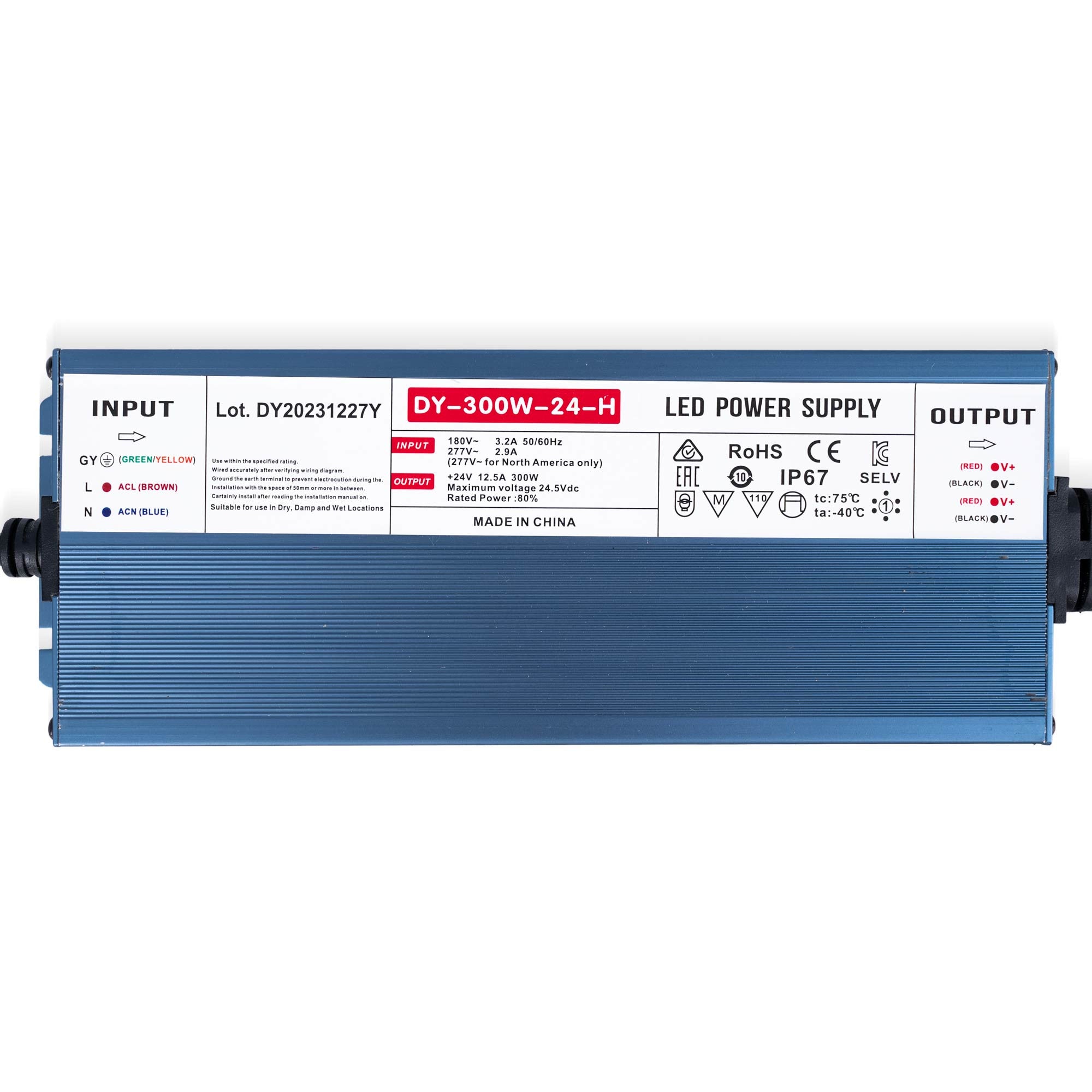 Fuente de alimentación estanca slim 300W 24V - 12.5A - IP67 (1)