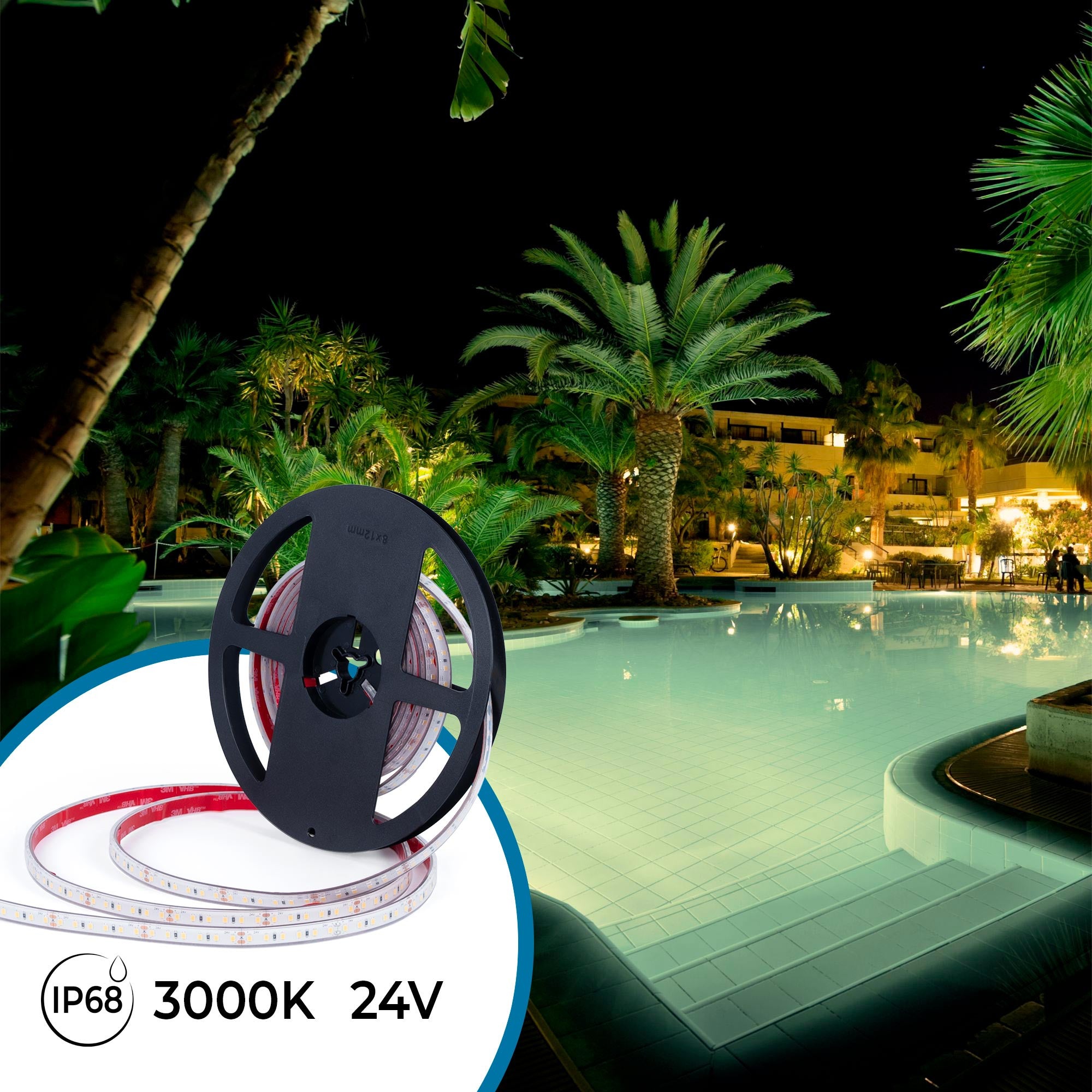 Tira LED 24V DC sumergible - Monocolor - 9.6W/m - 10mm - IP68 - 5 metros - 120ch/m (1)