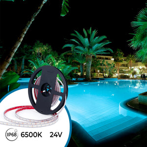 Tira LED 24V DC sumergible - Monocolor - 9.6W/m - 10mm - IP68 - 5 metros - 120ch/m - Barcelona Led-